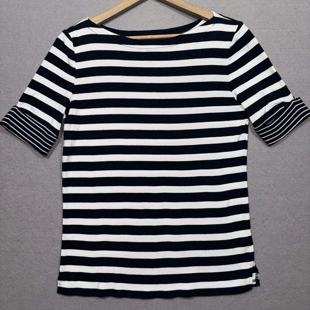 Lauren Ralph Lauren Striped Tee L Bold Timeless Heritage‎ Cotton Statement Top